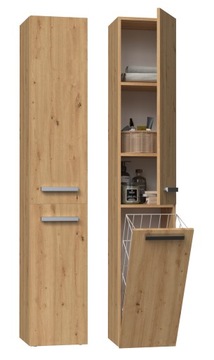 Szafka Łazienkowa Słupek z Koszem Dąb Artisan