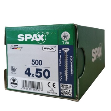 SPAX WKRĘTY DO DREWNA PŁYT OSB MFP SKLEJKI 4x50 PEŁNY GWINT - OP. 500 SZTUK