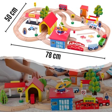 Деревянные рельсовые пути Локомотив + вагоны