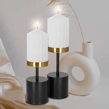 2x НАБОР ПОДСВЕЧНИКОВ, МЕТАЛЛИЧЕСКИЙ ДЕКОРАЦИОН, ЧЕРНЫЙ ДЛЯ СВЕЧЕЙ GLAMOUR LOFT