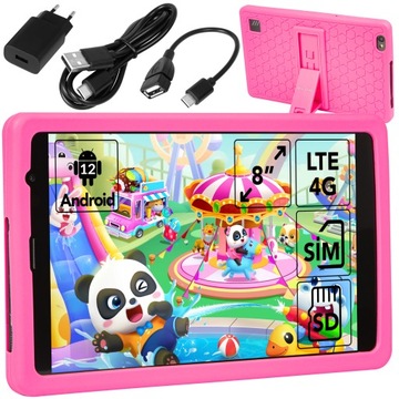 TABLET DLA DZIECI 8 CALI 4G LTE ANDROID ETUI EDUKACYJNY GRY ZABAWKI ZESTAW