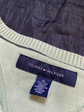 Tommy Hilfiger ORYGINAL V-NECK SZARY BAWEŁNIANY SWETER PACIFIC ARGYLE XXL