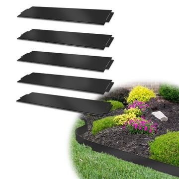 Aufun Obrzeże trawnikowe Metalowe 5 m x 18 cm(5 sztuk, czarny)