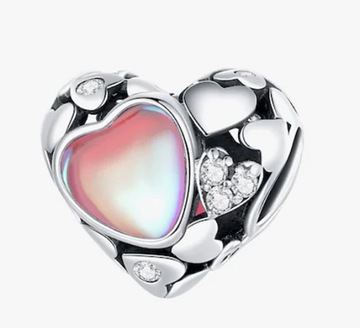 CHARMS ZAWIESZKA SERCE SERCA MIŁOŚĆ LOVE CYRKONIE RÓŻ