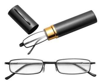 Okulary w twardym metalowym etui RG190 +2,0