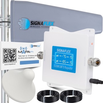 ZESTAW WZMACNIACZ ZASIĘGU SYGNAŁU INTERNETU TELEFONU GSM 2G 3G + ANTENY 15m