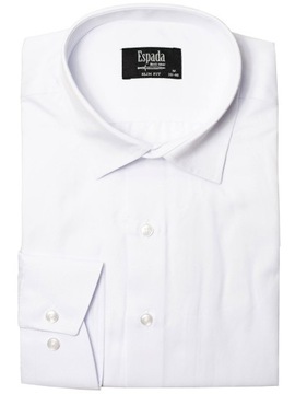 ESPADA Koszula męska biała slim fit długi rękaw gładka bawełna r.2XL 45/46