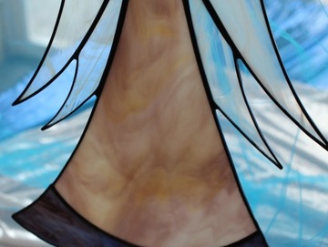 Anioł witrażowy Tiffany pro, duży, liliowy