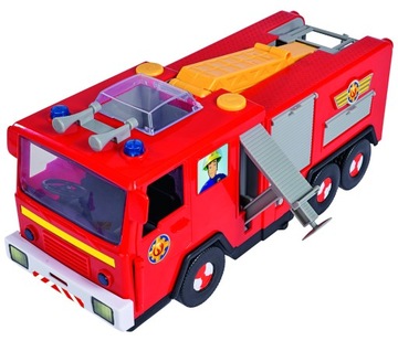 STRAŻAK SAM WÓZ STRAŻACKI JUPITER Z DRABINĄ I SCHOWKAMI + 2 FIGURKI ŚW/DŹ