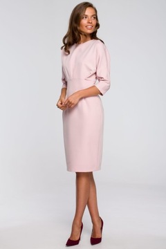 ЖЕНСКОЕ ОСЕННЕЕ ВЕЧЕРНЕЕ ПЛАТЬЕ С рукавами-кимоно, РОЗОВОЕ 42 XL