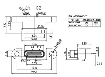 Панельный разъем USB типа C