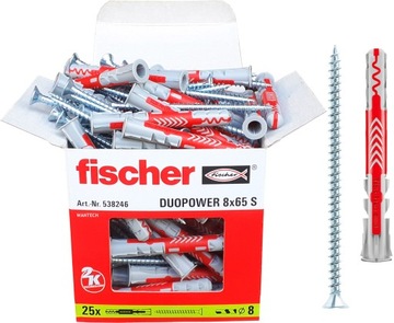 Fischer DUOPOWER 8x65 S z wkrętem 5x80mm 25 szt.