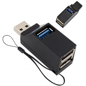 HUB USB 3.0 3 TRZY PORTY ROZDZIELACZ ZE SMYCZKĄ PRZENOŚNY 3w1 BRELOOK