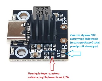 Ładowarka wysokoprądowa ogniw Li-ion 1S 4,2V 3,6A USB-C Moduł LX-LC535 0227