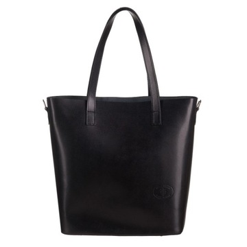 WŁOSKA CZARNA TOREBKA SKÓRA NATURALNA SHOPPER A4 XL torba Vera Pelle