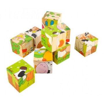 Układanka drewniana puzzle 6w1 FARMA Montessori