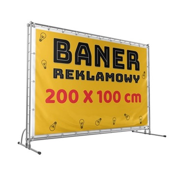 BANER REKLAMOWY 2x1m | PROJEKT GRATIS|MOCNY, OCZKA 45cm | banery plandeka