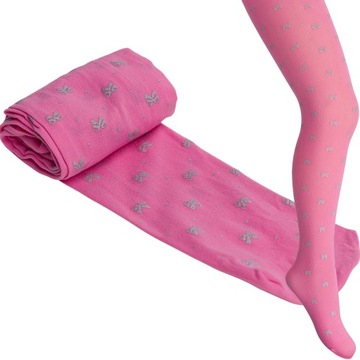 Rajstopy dziewczęce w kokardki 50DEN r116 PINK