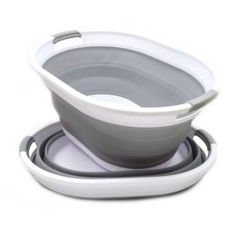 СКЛАДНАЯ КОРЗИНА ДЛЯ БЕЛЬЯ, БОЛЬШАЯ СИЛИКОНОВАЯ ЧАША, 25 Л, СЕРАЯ ЧАША, XXL