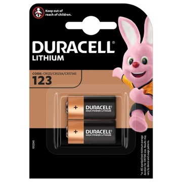 2x ORYGINALNA BATERIA LITOWA DURACELL CR123 DL123 CR123A 123 FOTO