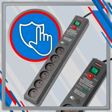 Удлинитель Secure-Tec, 6 розеток, 3 м, черный