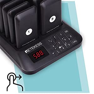 Retekess TD157 Пейджер для ресторана, пейджер, 16 пейджеров, черный, 500 м