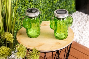 СОЛНЕЧНАЯ ЛАМПА САДОВАЯ БАНКА КАКТУС СТЕКЛО LED