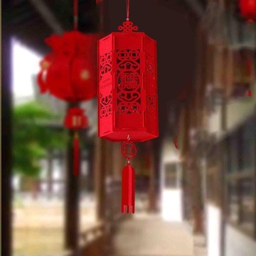 Ткань красного китайского фонарика не сплетенная выдалбливает удачливый войлок стиля 3Д д