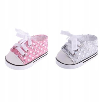 2 pary cekinowych trampek Buty Lalki