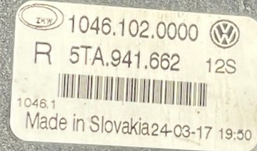 HALOGEN PRAVÝ PŘEDNÍ VW TOURAN II 5TA941662