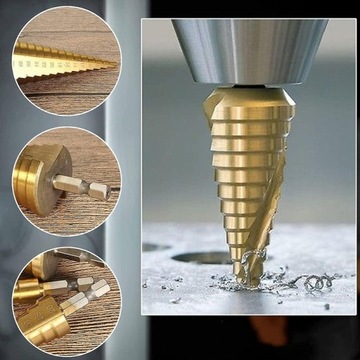 СТУПЕНЧАТЫЕ КОНИЧЕСКИЕ СВЕРЛА ДЛЯ МЕТАЛЛА, ДЕРЕВА, ПЛАСТИКА, НАБОР ЛИСТОВ 4-32 ММ