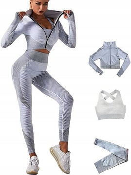 DAMSKI 3-CZĘŚCIOWY DRES FITNESS TRENINGOWY