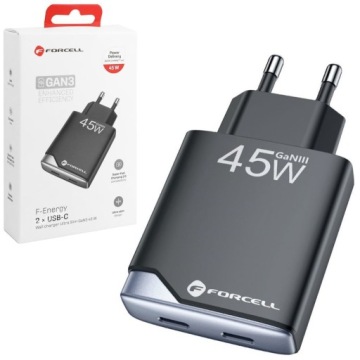 Forcell Rychlá mini síťová nabíječka Kostka 2x Usb-c Sfc 2.0 Qc 4.0 45W