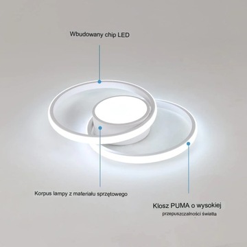 LAMPA SUFITOWA PLAFON LED OKRĄGŁY NOWOCZESNY 42W 6500K DO SALONU