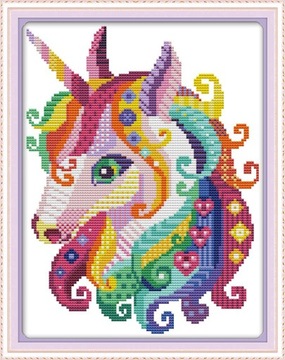 Zestaw do Haftu Krzyżykowego Jednorożec 11CT 28x39cm Kanwa