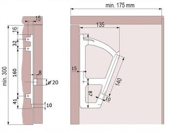 Zawias meblowy JY11258-01 1 x 1 mm