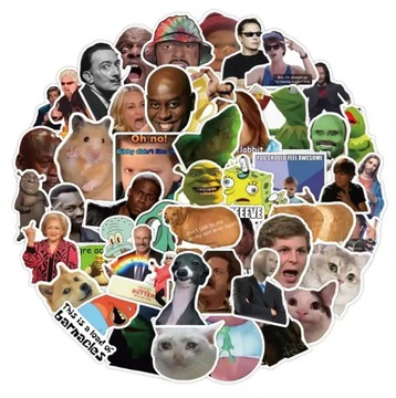 MIX POPULARNE MEMY INTERNETOWE NAKLEJKI WODOODPORNE STICKERS WLEPKI 50 szt
