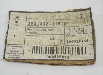VW CRAFTER 2E0 ZAŘÍZENÍ(HÁK) TÁŽNÝ NOVÝ ORIG. 2E0092115A