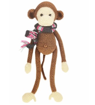 ZESTAW DIY SZYDEŁKOWANIE WŁASNA MASKOTKA MONKEY MAŁPKA Z SZALICZKIEM MAŁPA
