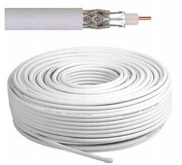 KABEL ANTENOWY 50m KONCENTRYCZNY PRZEWÓD RG6 U TV SAT 50m