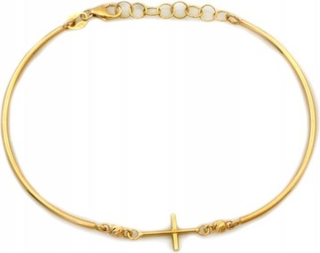 Złota sztywna bransoletka 585 krzyżyk 2,26g modny wyjątkowy wzór na prezent