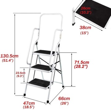 3-ступенчатая складная лестница С ПОРУЧНЯМИ
