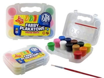Farby plakatowe Astra w walizce 12 kolorów 20 ml