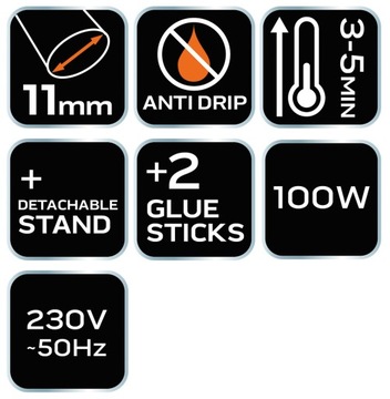 Клеевой пистолет 11 мм, 100 Вт.