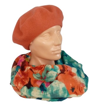 625 BERET FEZKO POMARAŃCZOWY 100% WEŁNA rozm. 11,5