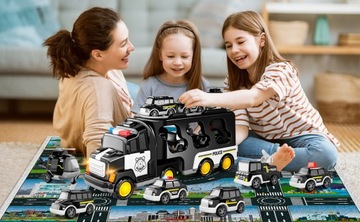 Игрушечная полицейская машина 7 в 1 со звуковыми и световыми эффектами. Автомобильный вертолет с инерционным приводом