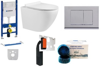ZESTAW Stelaż WC GEBERIT + przycisk chrom mat+ miska WC + deska W/O + FRESH