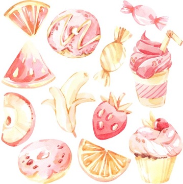 Naklejki do KUCHNI Muffinki Donut Owoce Słodycze