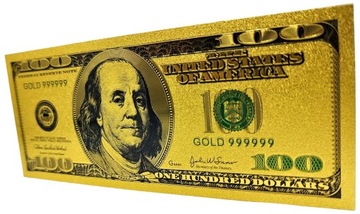 Позолоченная коллекционная банкнота номиналом 100 долларов США.