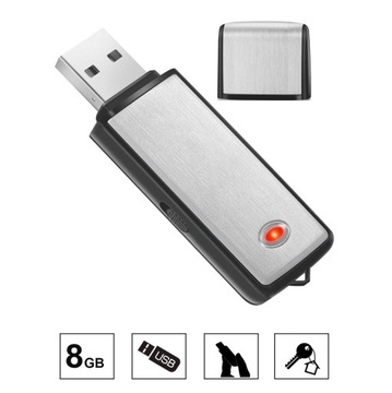 PODSŁUCH Dyktafon Szpiegowski Mini Pendrive 8GB USB DYSKRETNY 18 godzin